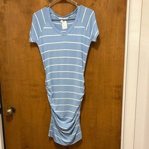 572. Outerknown Light Blue and White Striped Midi Dress or Swim Cover Up